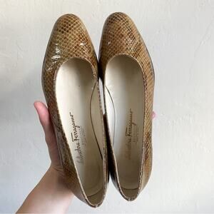 Salvatore Ferragamo Patent Snakeskin Flats